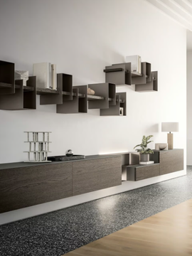LIQUID - Sectional wooden storage wall by Santalucia Mobili - view 3